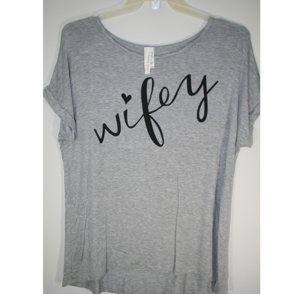 Lovely Souls Wifey Graphic Tee Heather Gray Short Sleeve Scoop Neck Top 3XL